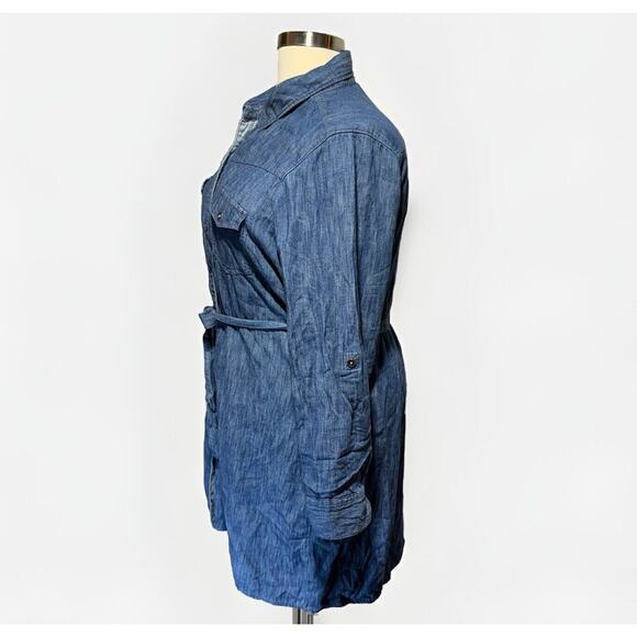 Simply Emma Denim Chambray Dress Women’s Plus Size 2X Pockets Blue 100% Cotton - Picture 2 of 11